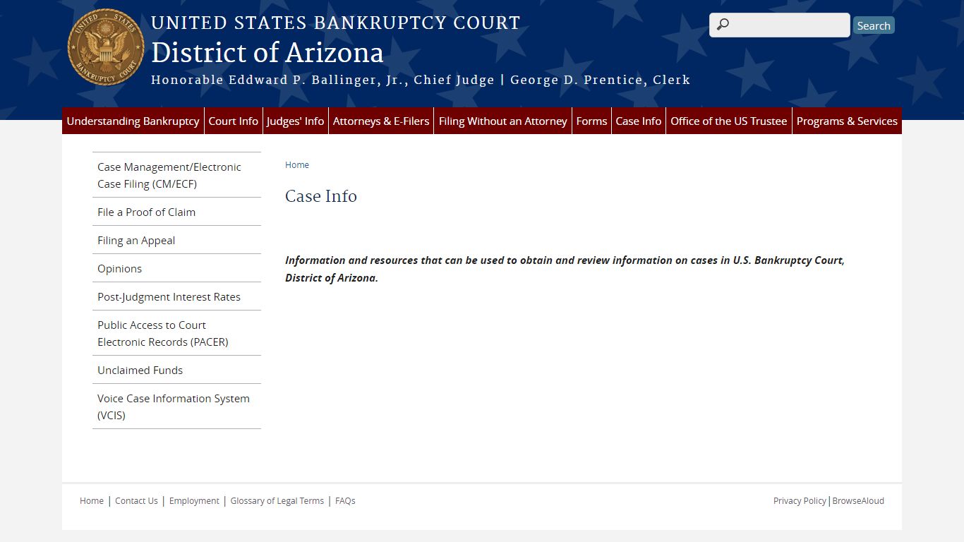Case Info | District of Arizona | United States Bankruptcy Court